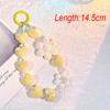 Heart Colorful Phone Lanyard Flower Keychain Crystal Phone Anti-lost Rope Colored Round Bead Cute Glitter Wrist Straps
