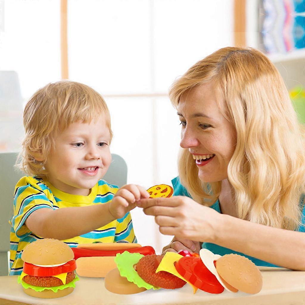 18/24 Peças Conjunto Divertido de Faz de Conta para Brincar Fast Food Hambúrguer Batatas Fritas Brinquedos de Simulação Presente de Aniversário para Crianças