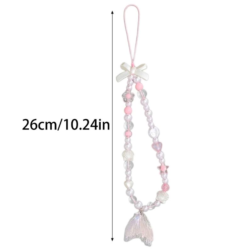 Aesthetic Phone Wrist Strap Beaded Phone Lanyard Bracelet Keychain Phone String Phone Charms Phone Decoration Accessory