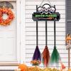 Halloween Decoration Broom Sign 3 Witches Brooms for Front Porch Wall Home Office Indoor Outdoor Wall Halloween Decoration