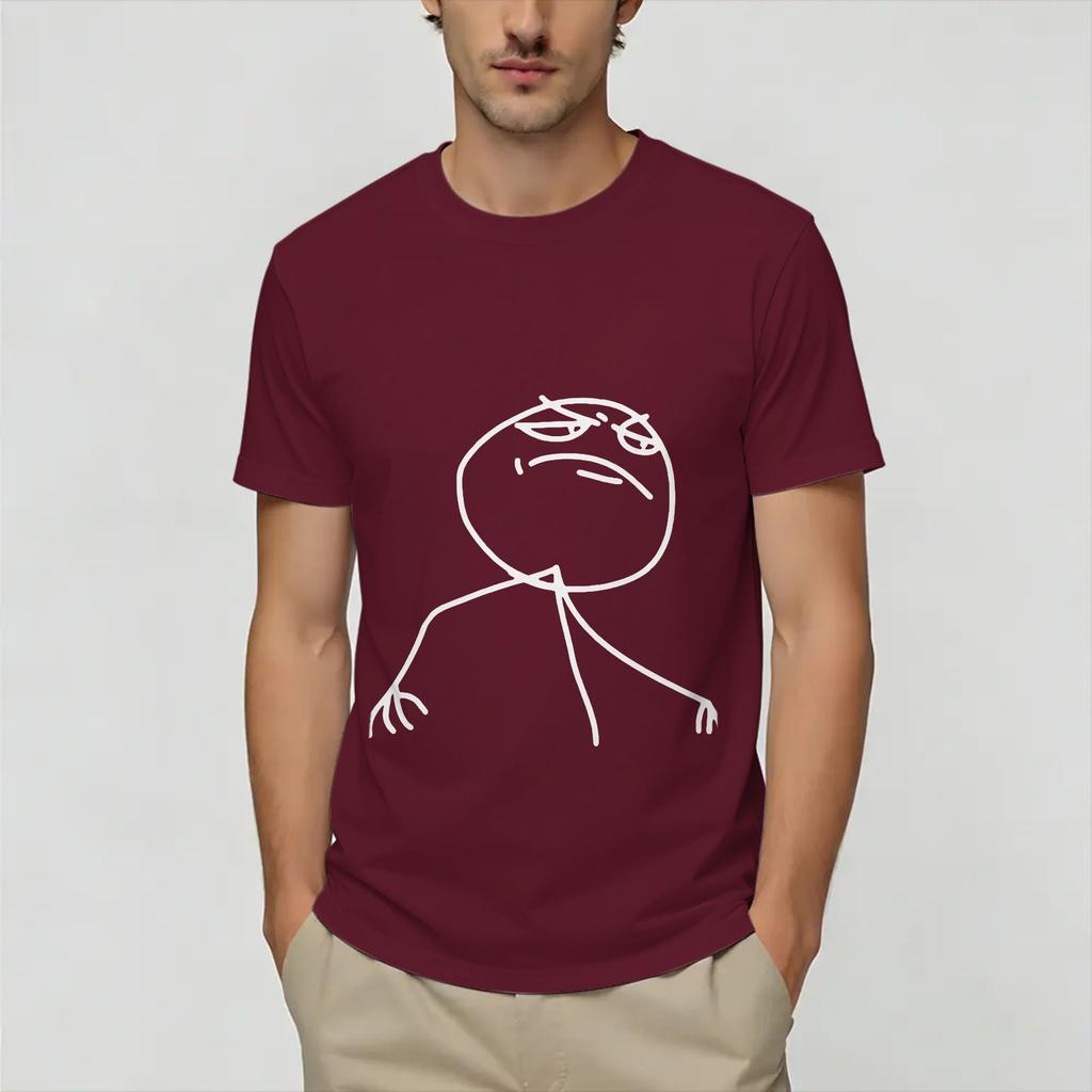 Rage Comic Trollfac Pure Cotton Tshirt For Male Beach Streetwear Tshirts O Neck Trendy Cool Tees Oversize Print Tops