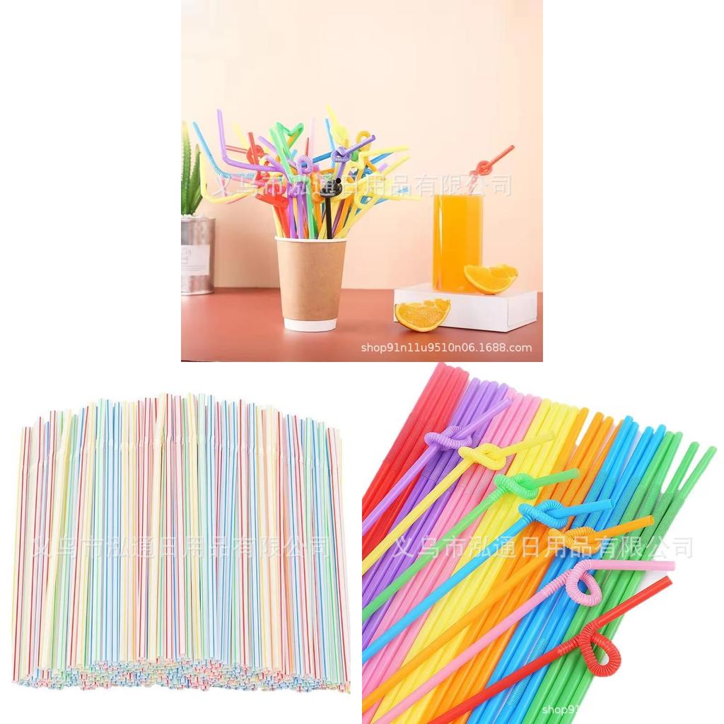 Plastic Drinking Straws 100pcs Colorful Bendable Beverage Party Supplies For Weddings And Events