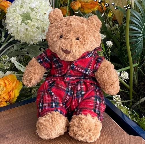 Barcelona Bear Plaid Pajama Doll Cute Comforter Harold Gift Short Plush Sponge Filled Toy for 0-24 Months 31-50cm 28cm