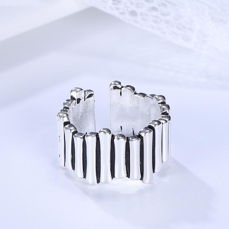 Foxanry Silver Color Creative Irregular Geometric Handmade Ring Vintage Thai Silver Party Anillos Jewelry Size Adjustable