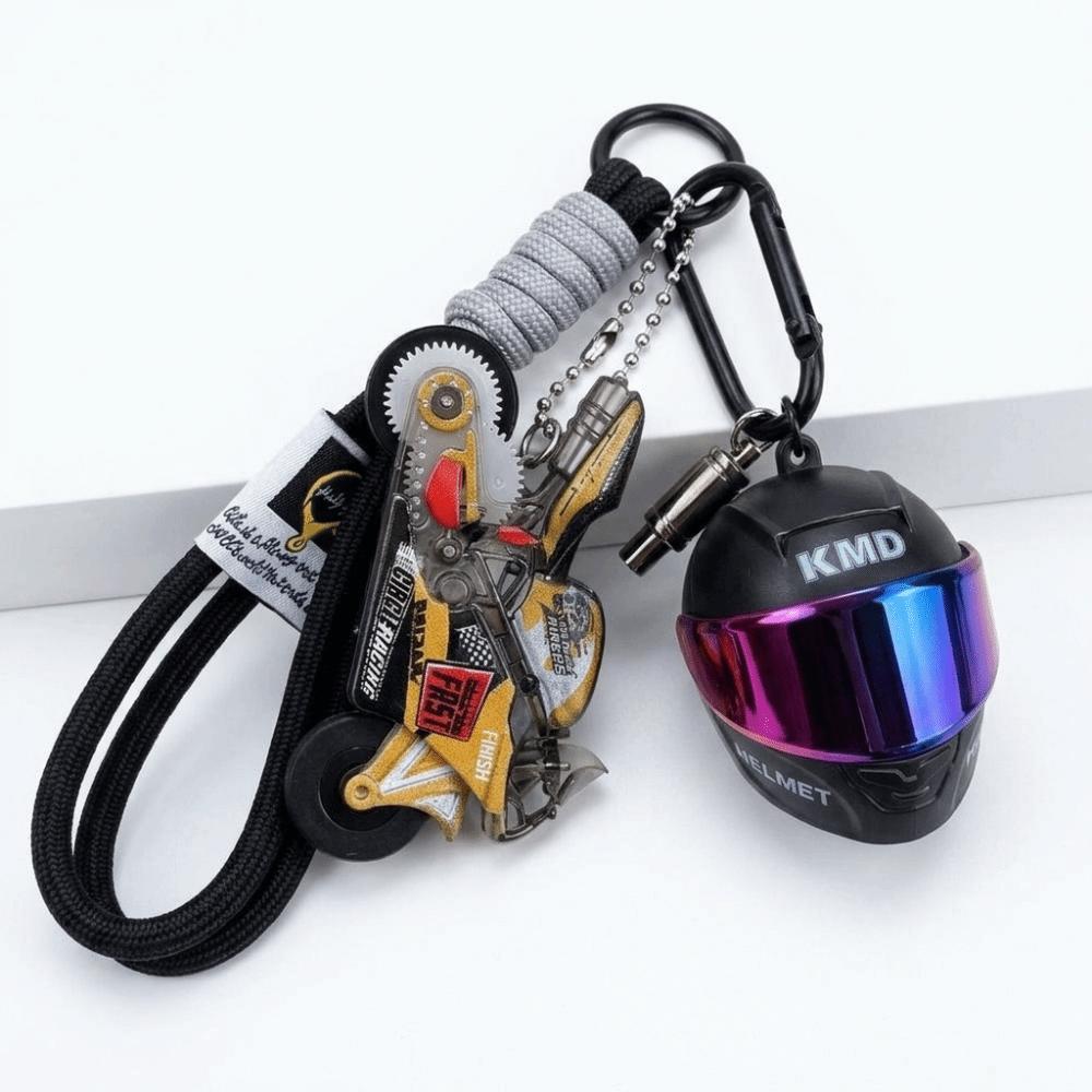 Braided Lanyard Mini Key Pendant Zinc Zinc Alloy Racing Keychain Motorcycle Helmet Keychain  Gift For Men