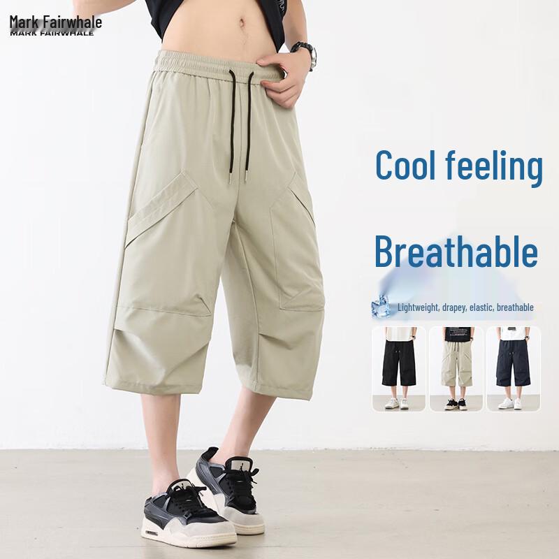 MARK FAIRWHALE Men s Quick-Dry Ice Silk Cropped Pants L