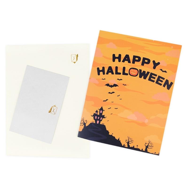 Intricate 3D Halloween Spiders Card Elegant Paper Crafted 3D Spiders Castles Greeting Card for Halloween Greetings
