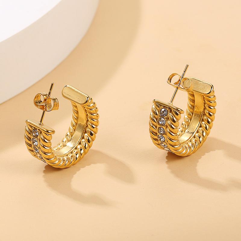 

Pearl & Zircon Twist Circle Earrings - French Minimalist Fashion 18K