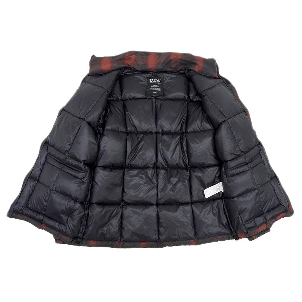 TAION Red Check Mountain Packable Volume Down Parka Jacket Men's Black Red M Jacket M Black / redUsed