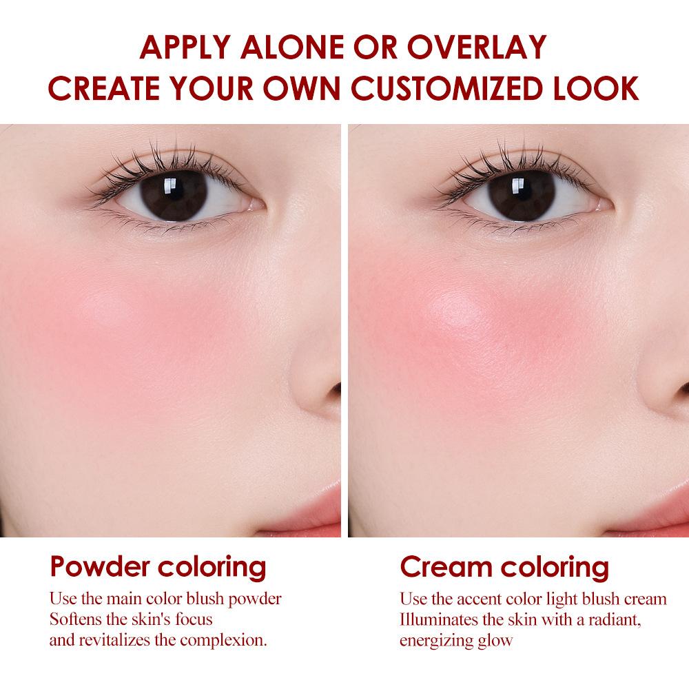 6pcs Dual-Color Blush Palette Set Two-in-One Powder Blush & Highlighter Pearly Fine Shimmer Cheek Dual-Use Natural Flushed Face Makeup Cosmetics