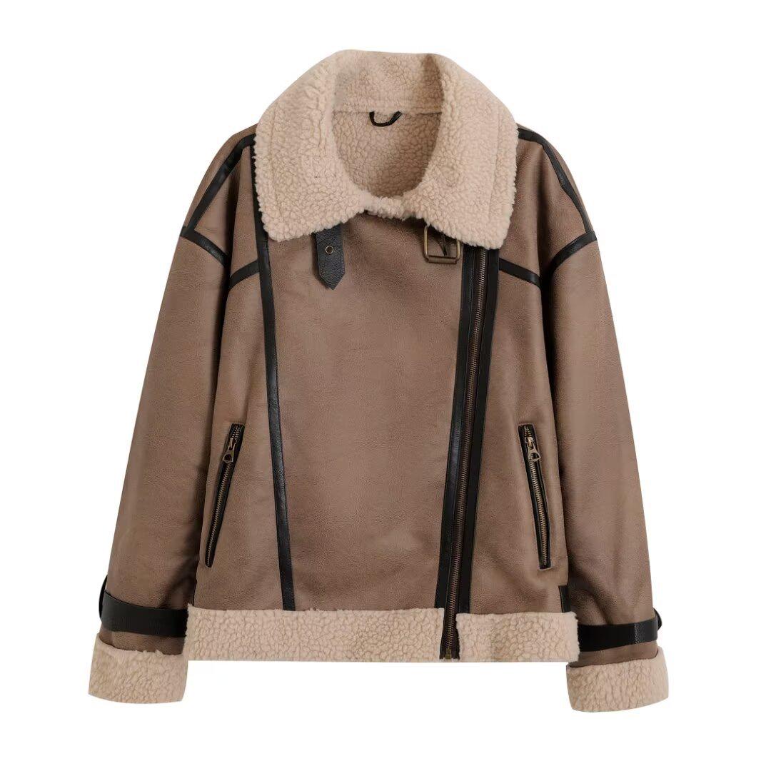 

Женская замшевая куртка в стиле ретро на осень/зиму 2024 - Уличная мода XL коричневый