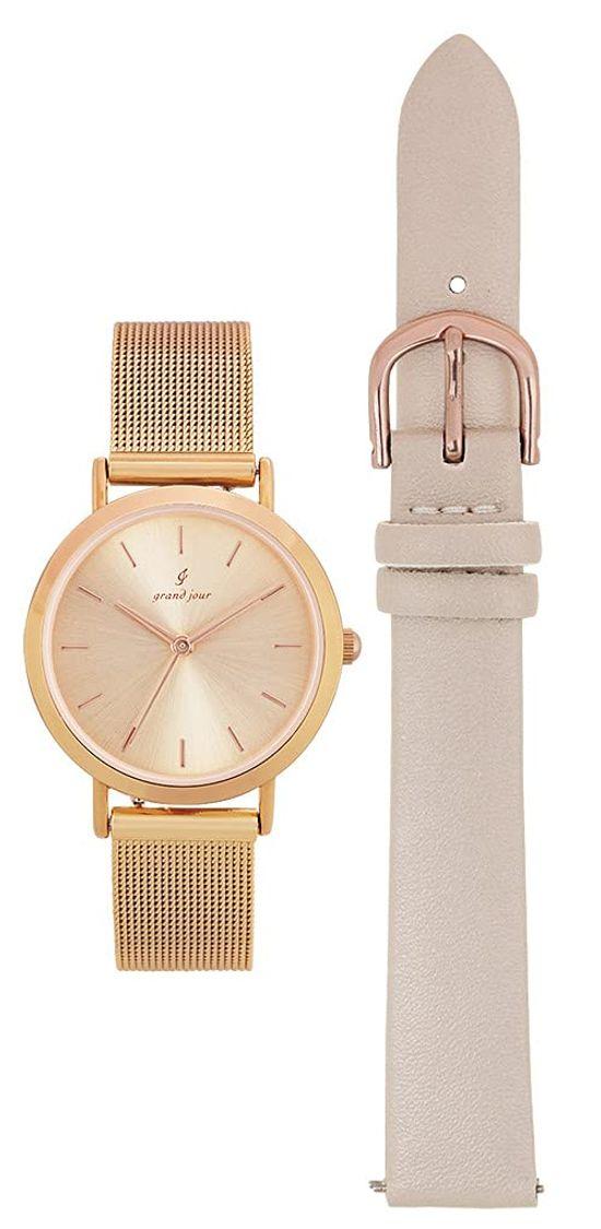 

[Sun Flame Co., Ltd.] Часы Grandeur GJC13 GJC13-BE женские кожаные (бежевый), Сетка (Розовое золото)