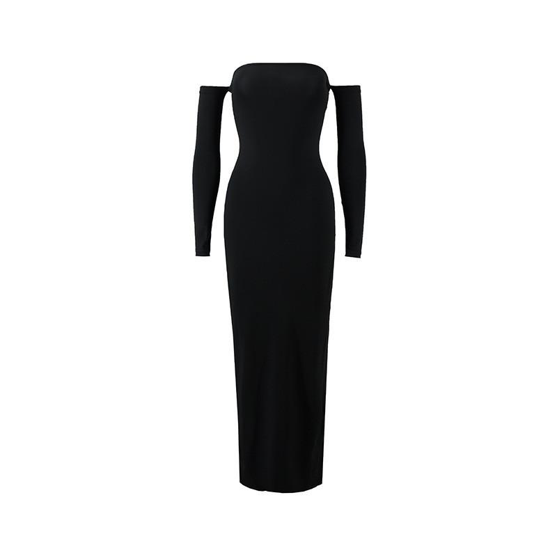 Seksowna Sukienka Bodycon Odkrywająca Ramiona Z Rozcięciem Na Nocne Wyjście Do Klubu
