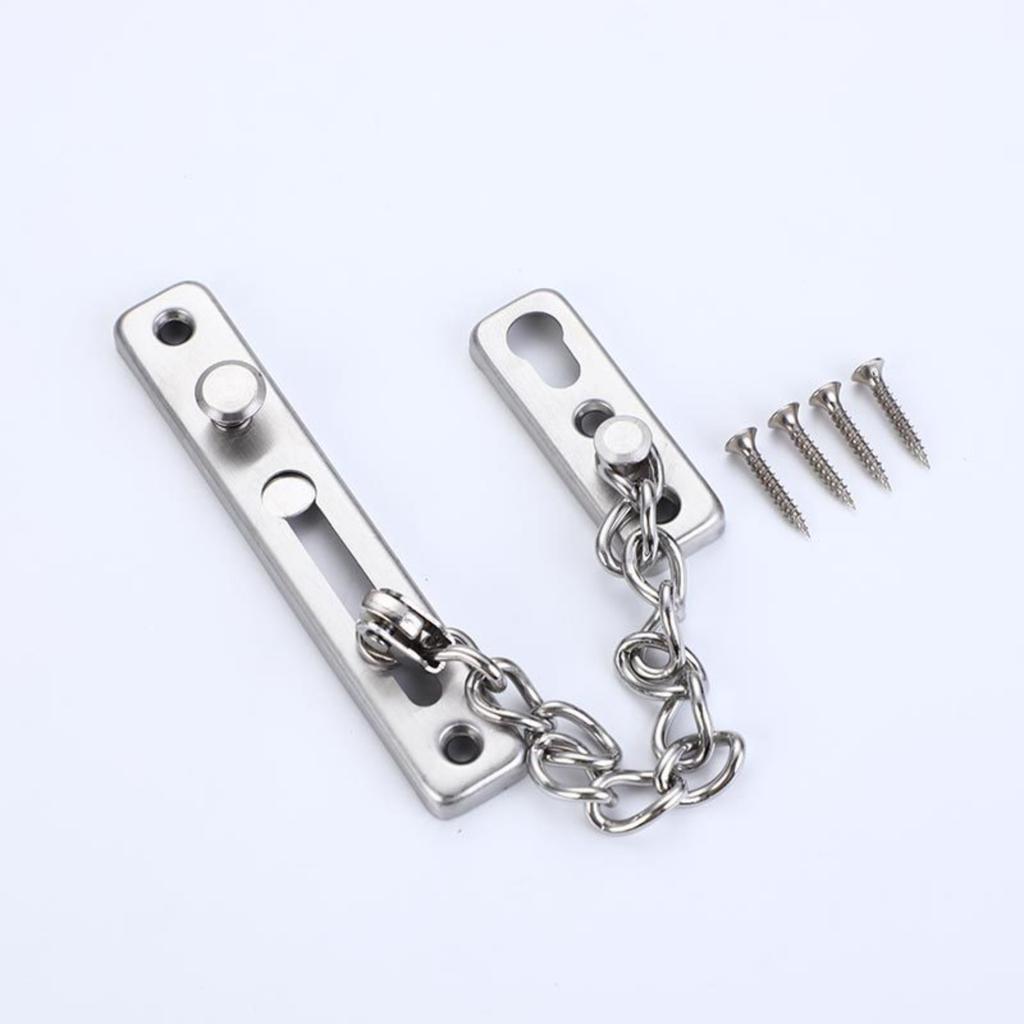 Stainless Steel Door Chain Lock Security Slide Bolt Hotel Door Safety Chain Anti-Theft Locking Device with Screws for Residential and Commercial Use