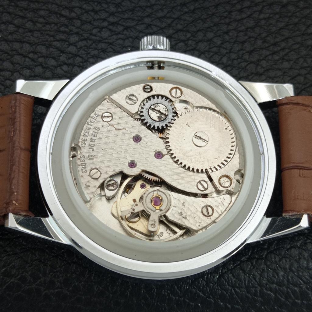 OROLOGIO DA UOMO SVIZZERO MONTINE VINTAGE A CARICA MANUALE QUADRANTE BIANCO RISTRUTTURATO a445196-1