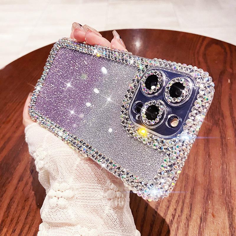 

Чехол для мобильного телефона Apple 16promax Новый 13pro Глиттерный порошок Стразы Края 12 Прозрачный Iphone15 Женский 14 iPhone 12promax