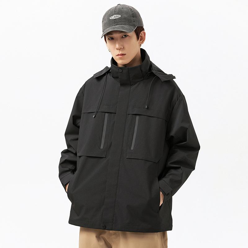 Giacca con cappuccio da uomo primavera e autunno nuova tendenza giacca con cappuccio ampia e versatile montagna outdoor antivento cappotto da coppia
