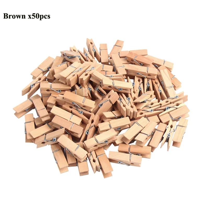 

50pcs Mini Wooden Clips 25-45mm Natural Wood Color Photo Memo Clips for DIY Christmas Wedding Party Decor Home Decoration