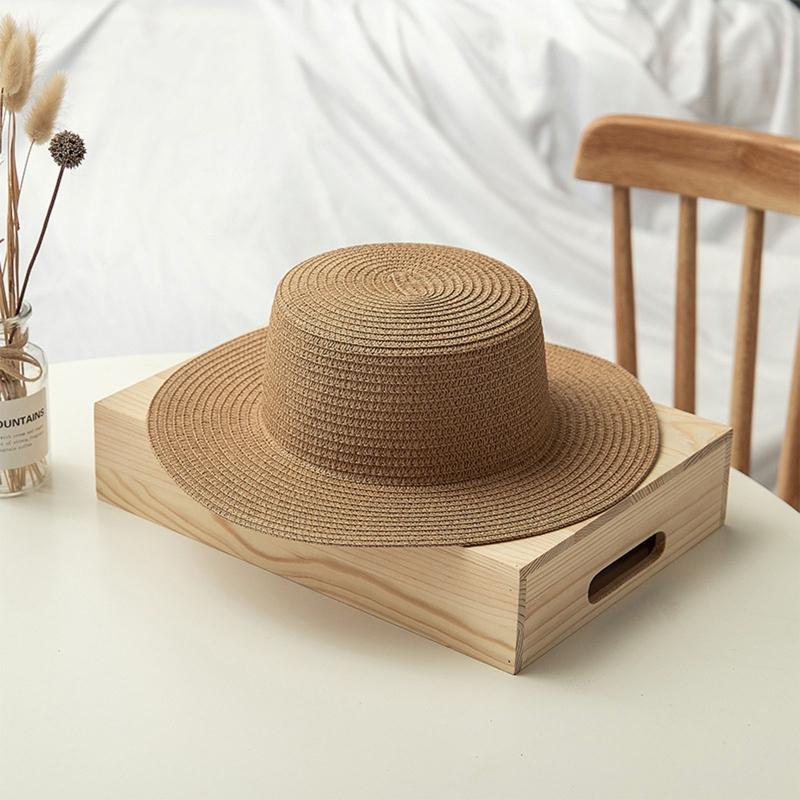 Summer Wide Brim Straw Hat Women Wide Brim Vacation Beach Hat Simple Foldable Travel for Sun Hat Sunscreen UV for Sun Ca
