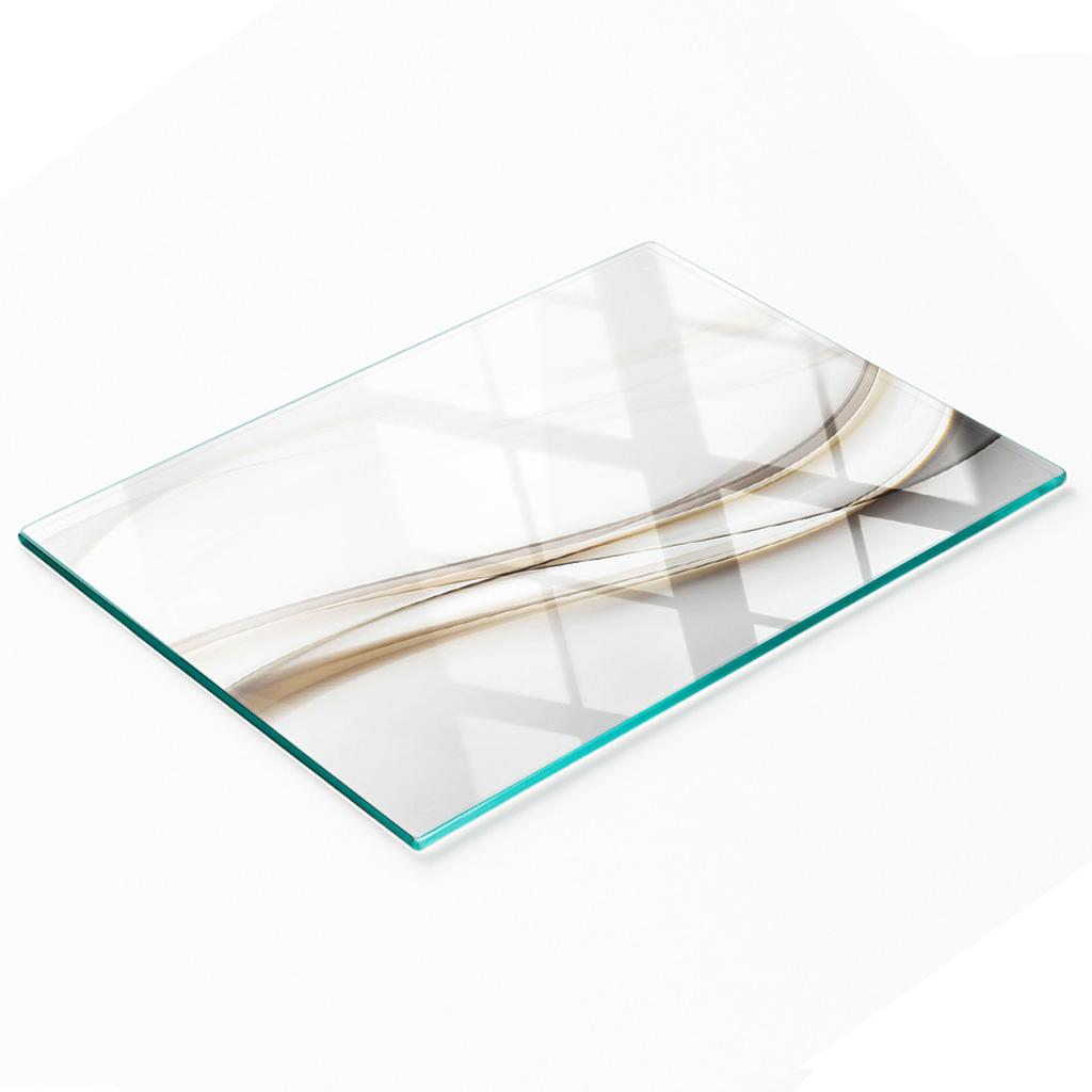 Glass Kitchen Cutting Board with Abstract Waves Graphic 80X52 Cm
