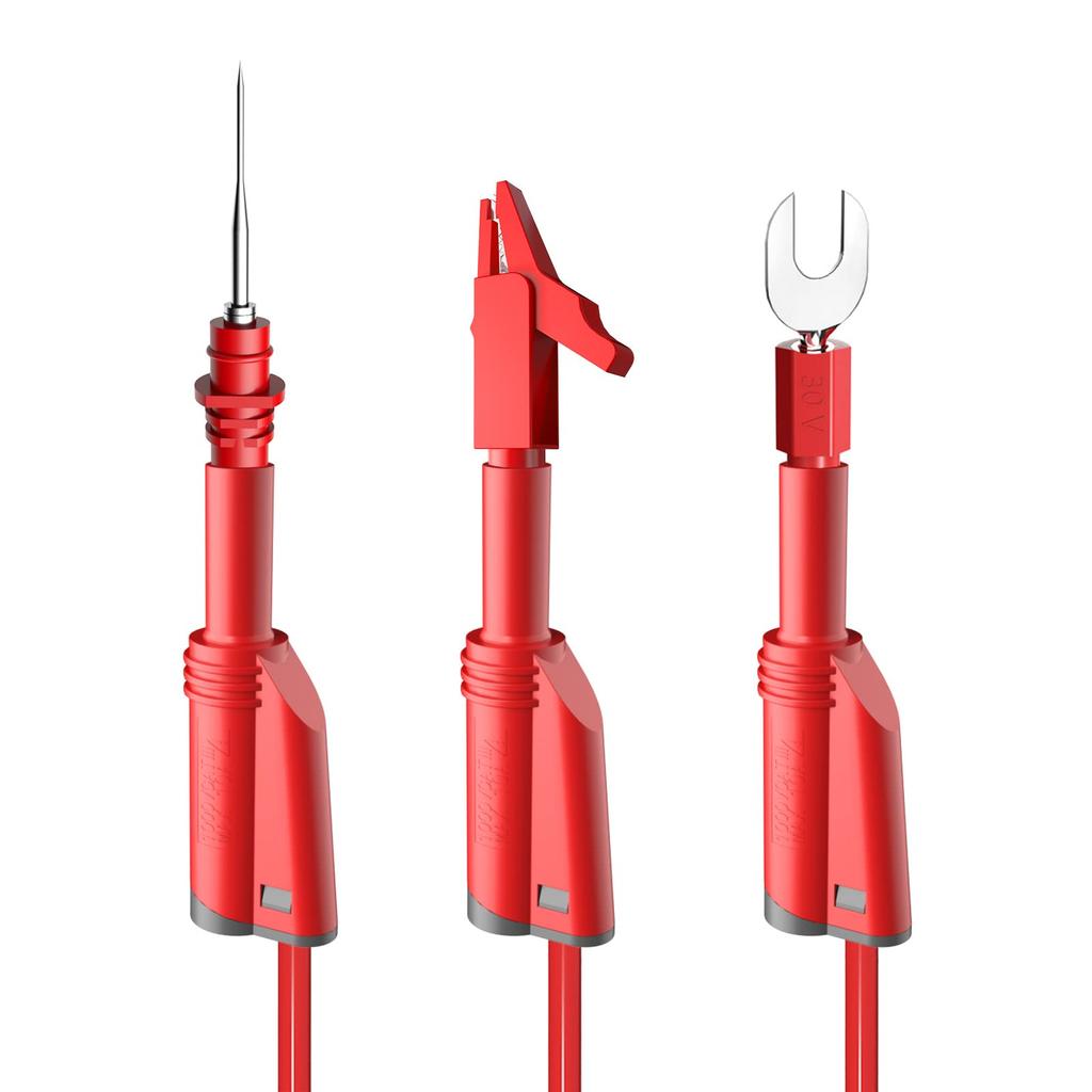 Cleqee Stackable Banana Plug Silicone Test Lead 4mm Stackable Banana Plug with Alligator Crocodile Test Forkback Probe Pin for Replaceable Test Set of