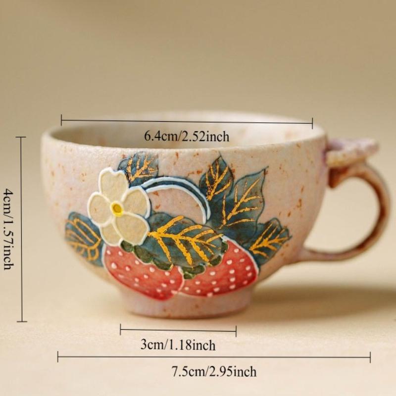 Hand Painted Strawberry Ceramic Cup Single Master Cup Tea Tasting Cup Home Tea Set Exquisite Coffee Mug 50ml