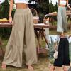 Summer Khaki Casual Cotton Linen High Waist Pants For Women Office Lady Loose Trousers Fashion Solid Baggy Pants Spodnie