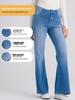 Jeans évasés taille haute pour femme - Amincissants, Moustaches de chat, Poches singe, Très extensibles, Pantalon de fitness décontracté.