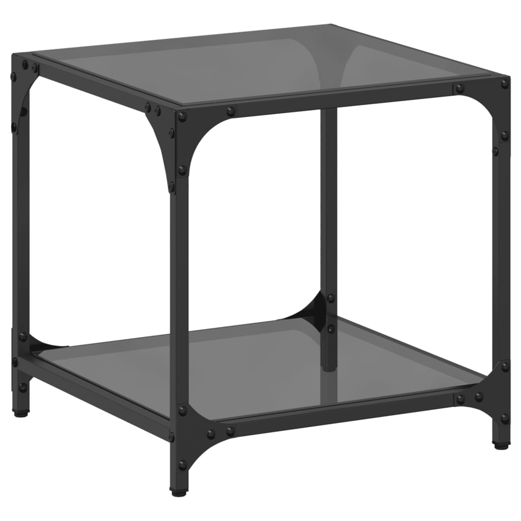 Coffee Table with Glass Top Black Transparent 40 x 40 x 40 cm Steel