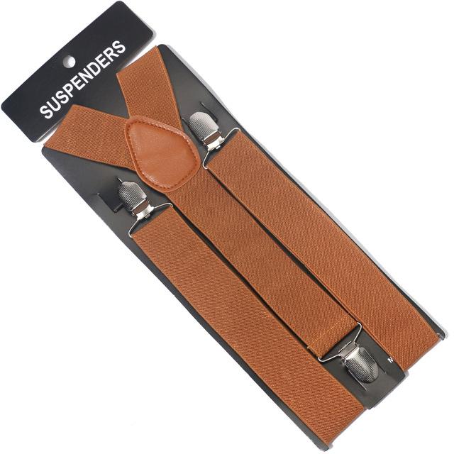 Men'S And Women'S Trousers Monochrome Suspenders Solid Color Straps 3.5Cm Solid Color Black 3 Clips Elastic Non-Slip Suspenders