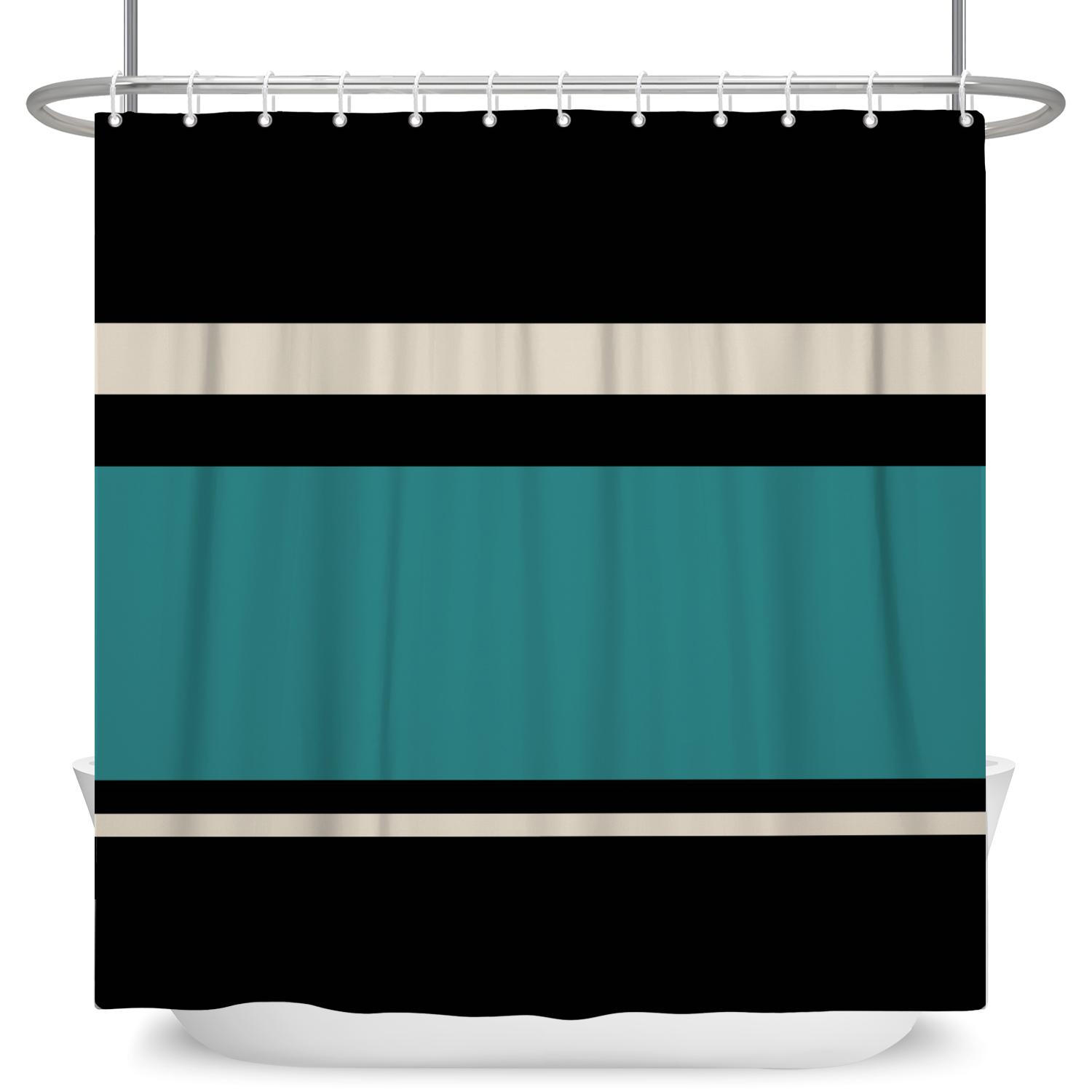 

Shower Curtains Simple Stripe Pattern Solid Color Modern Home Bathroom Bathtub Decorative Waterproof Bath Curtain With 12 Hooks W60H190(CM)-1 Pcs