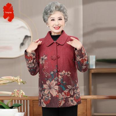 Elderly Women's Embroidered Casual Jacket