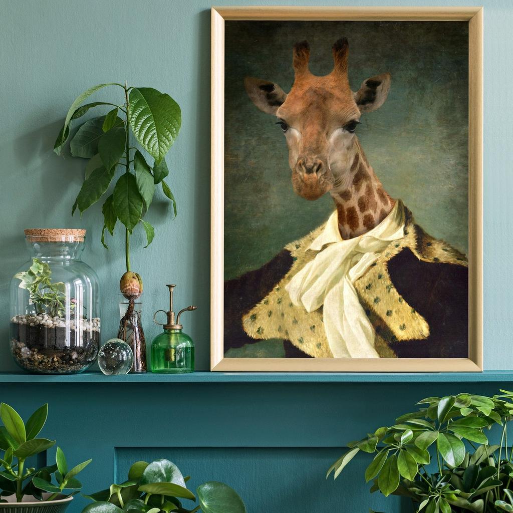 Renaissance Animal Painting Lion Flamingo Tiger Rabbit Victorian Animal Portrait Wall Art Funny Picture Canvas Poster Home Decor