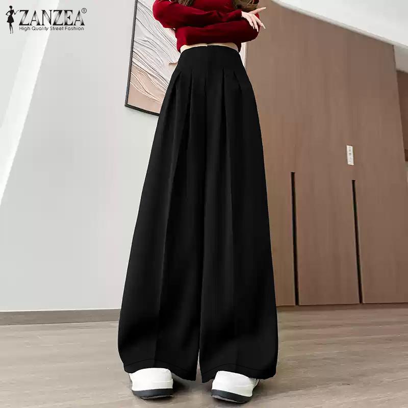 ZANZEA Women Casual Solid Color Loose Wide Leg Pants