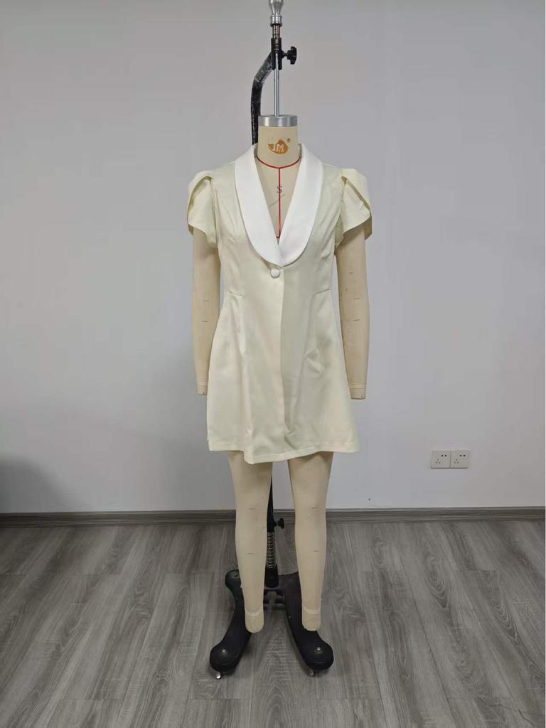 2026 Trendy European & American Solid Color Patchwork Button Slim Fit Dress for Women