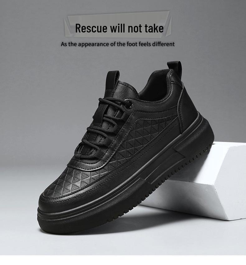 Spring Men's Breathable White Korean-Style Trendy Thick-Soled Casual Skate Shoes