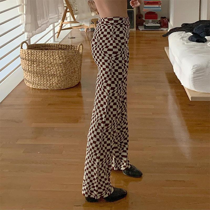 Jarní a podzimní dámské kalhoty Módní Street Water Ripple Print Micro-lab Pants Dlouhé kalhoty