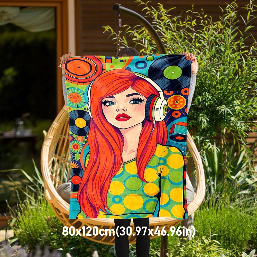 

1pc polka dot circle Outdoor Flannel Blanket Soft Warm All-Season Throw for Sofa Bed Car Camping Office, Cozy Gift Idea1279S 80x120cm(31x47inch)