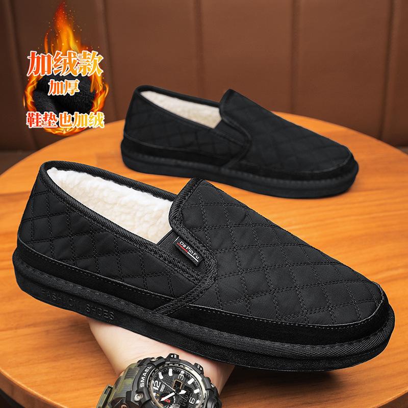 

Модная зимняя хлопковая мужская обувь, теплые легкие туфли на плоской подошве, плюшевые хлопковые мокасины для дома и спальни, зимняя теплая обувь Zapatillas Hombre 39 чёрный
