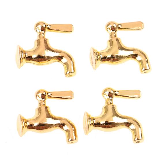 4 Pezzi Regalo per Bambini Oggetti di Scena Forniture Novità Lavorazione Eccellente Modello di Rubinetto Decorazione per Scena Rubinetto dell'Acqua in Metallo