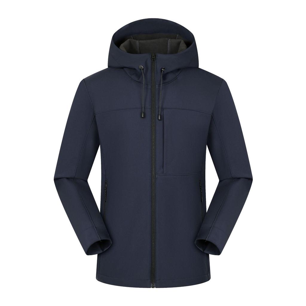 Men's Windproof Waterproof Jacket with Velvet Hood - Trendy Thick Soft Shell for Fall & Winter