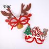 Christmas Party Costume Decorations Glasses Photo Booth Props, Felt Reindeer Santa Snowman Eyeglasses for Holiday Funny Elk Snowflakes Spectacles