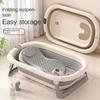 Baby Bathtub WIth Nonslip Lines Collapsible Space Saving Baby Lying Sitting with Seat Support Cushion Stand Folding Baths