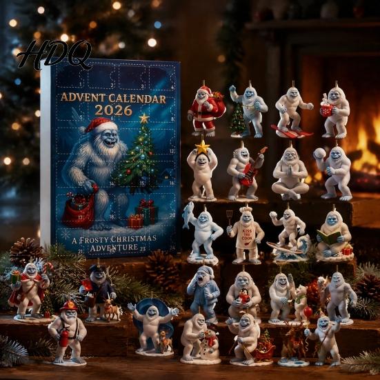 Seasonal Wall Hanging Christmas Advent Calendar 2026 24 Days Sea Turtle/Big Foot/Highland Cow/Dog Ornaments Cute Animal Decor Countdown Calendar,