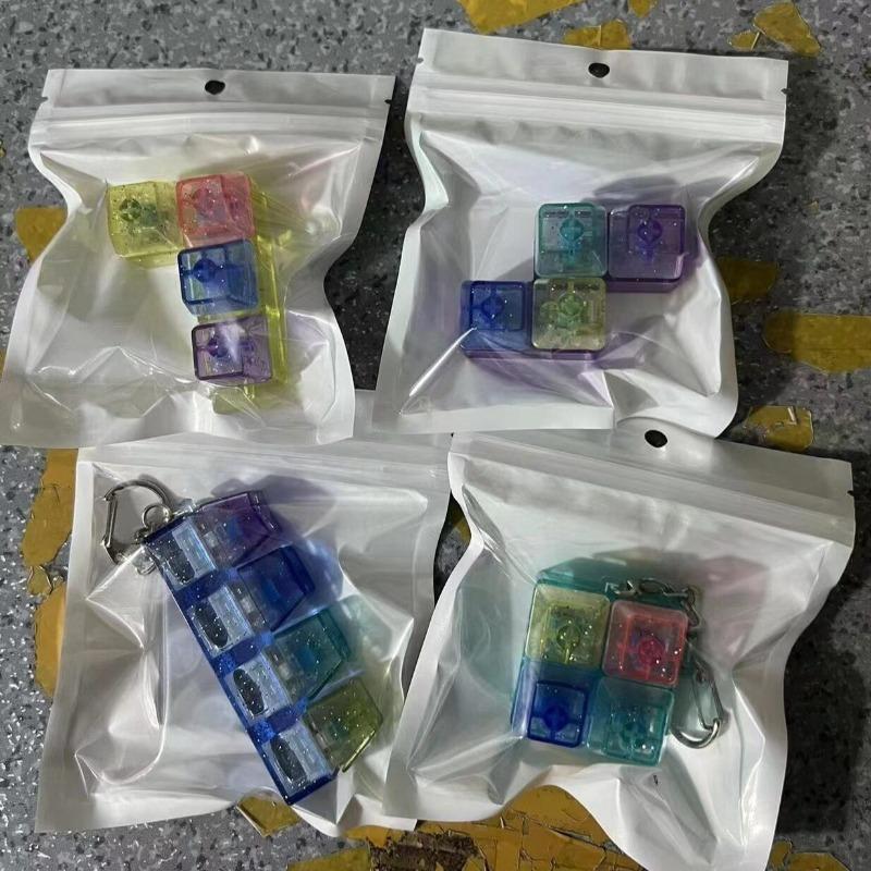 4 styles Tetris Fingertip Press Decompression Creative Luminous Keyboard Keychains Pendant Toy