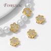 Laiton Plaqué Or 18K 10*4mm avec Perles Fleurs Zirconium Pour Accessoires de Fabrication de Bracelets, Séparateur Pour Perles, Perles Espacement