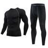 Men's Fleece-Lined Breathable Fitness Set: Warm Base Layer Tights & Long Sleeve Shirt for Running/Basketball