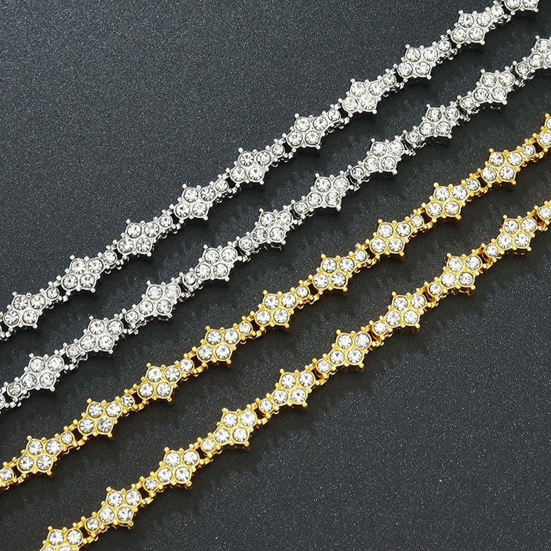 Round Stone Star Cubic Zirconia Bracelet Hip-Hop Jewelry For Men Shiny Elegant Fashion Accessory Classic  Gift For Birthday