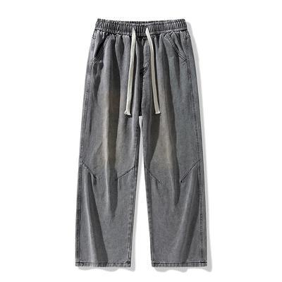 2026 Spring Autumn Men Loose Denim Pants Men Jeans Elastic Waist Casual Wide Leg Pants High Street Boys Loose Trousers