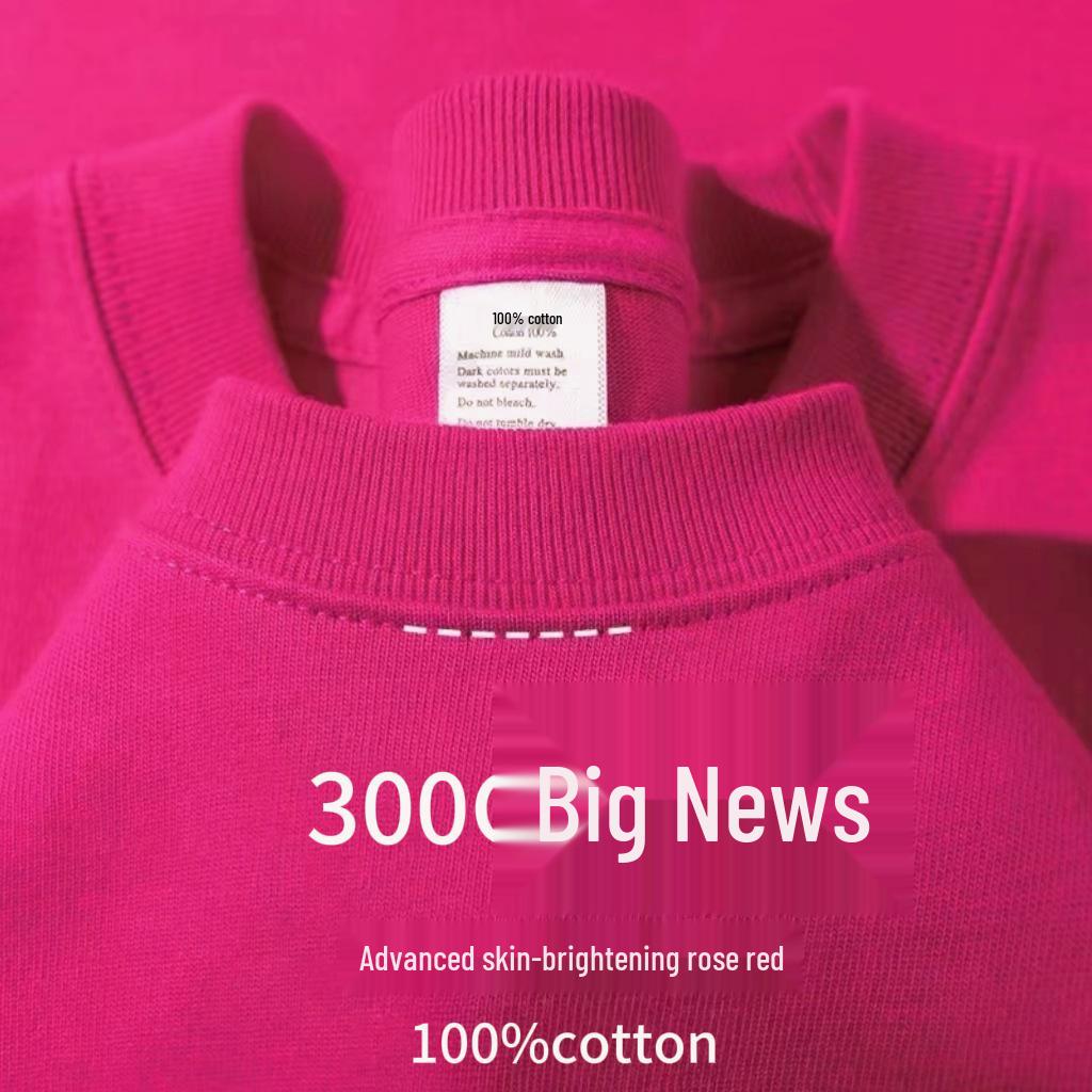 Unisex Heavyweight 300g Cotton Crew Neck Solid Color T-Shirt